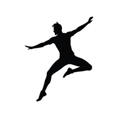 Ballet silhouette of a woman dancer in a jump pose exemplifies the art and fitness of dancing.