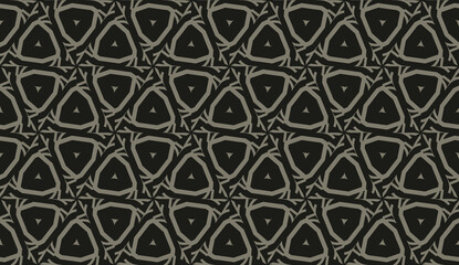 Obraz premium For interior wallpaper, smart design, fashion print.Vector seamless illustration with pattern in triangles style. Dark black color.