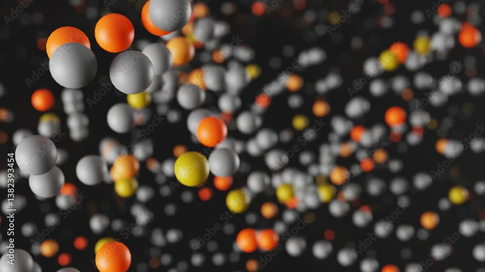 Poster 3d rendering animation background with abstract moving round shapes