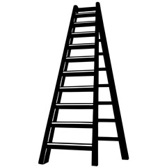 wooden ladder on white background