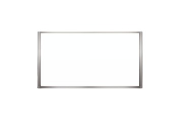 A simple image of a white board with a silver frame against a  in a studio shot on transparent background png