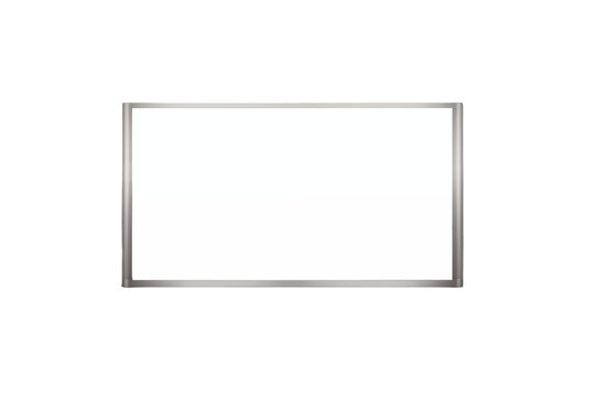 A simple image of a white board with a silver frame against a  in a studio shot on transparent background png