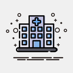 Icon hospital. Building elements. Icons in MBE style. Good for prints, web, posters, logo, site plan, map, infographics, etc.