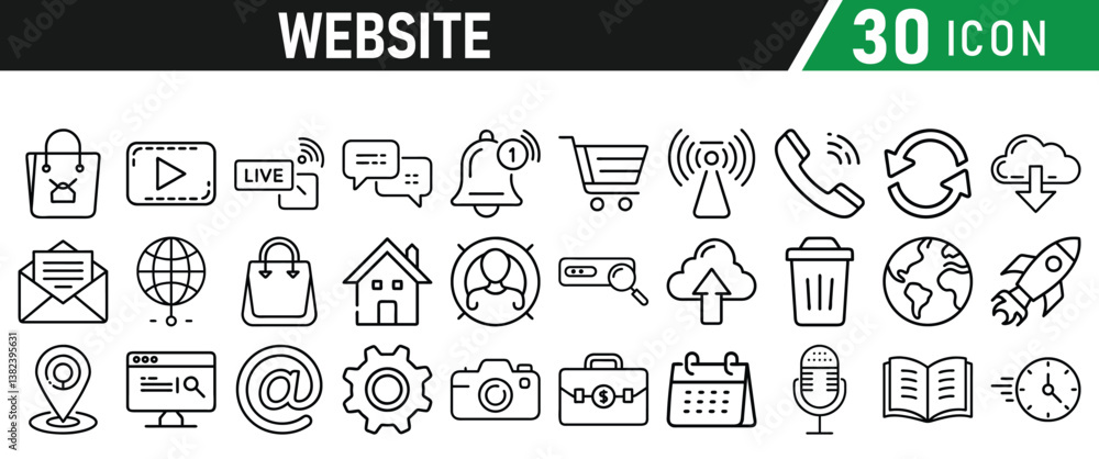 Poster web icon set. website set icon vector. for computer and mobile, liner icons collection