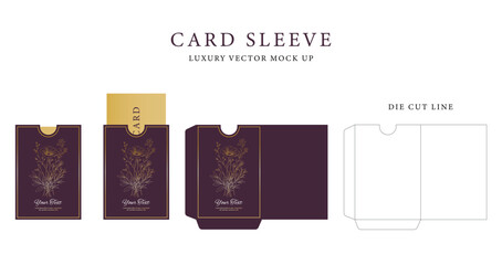 Luxury Business Card or Wedding Card sleeve die cut and mock up template. Envelopes mockup front and back view.
