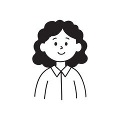 Happy Woman Big Curly Hair Cartoon silhouette
