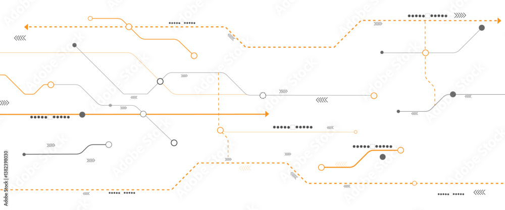 Fototapete vector technology connected white lines and dots with electronics elements on tech bg. digital techn