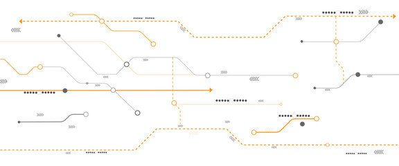 Vector Technology connected white lines and dots with electronics elements on tech bg. Digital technology futuristic internet network speed connection white background.
