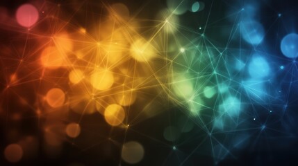 A vibrant abstract background featuring interconnected lines and colorful bokeh effects, Ideal for technology, digital art, or creative projects needing a modern and energetic visual appeal,