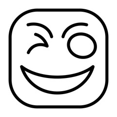 Winking Face Outline Style Icon