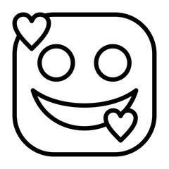 Smiling Face with Hearts Outline Style Icon