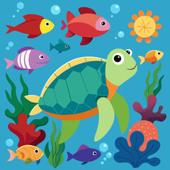 Fototapeta premium seamless background with fishes