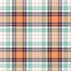 Plaid pattern seamless. Rich white & Light pastel orange Tartan Fabric Design. 