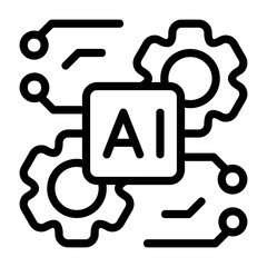 Future Tech AI Outline Style Icon