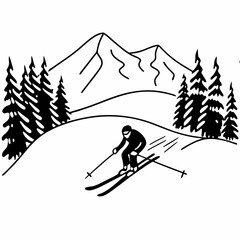 skiing in the mountains