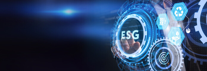 ESG Environmental Social Governance concept. Technology, Internet and network concept.