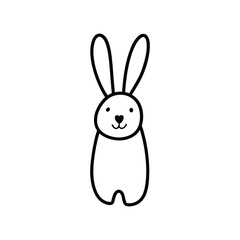 A cute cartoon easter bunny rabbit mammal holds a pink heart illustration.