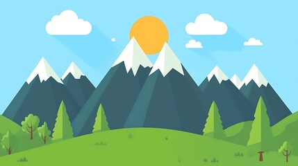 Obraz premium Majestic Mountains Under A Sunny Sky With Lush Green Valley