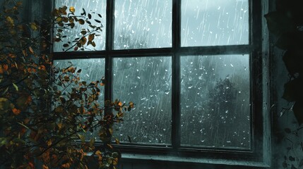 Peaceful Rain Droplets on a Window Pane