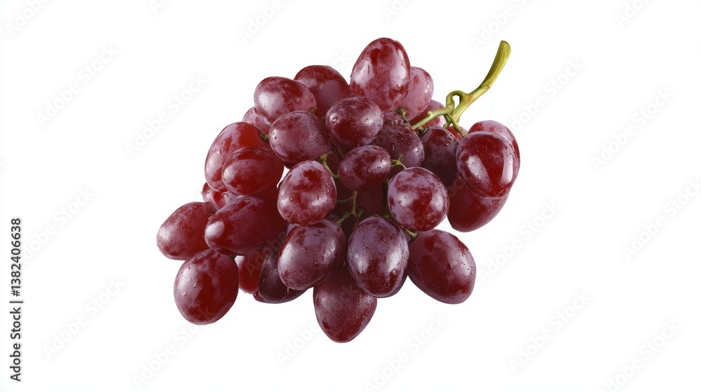Aufkleber fresh red grapes arranged in a cluster on a simple white background showcasing their glossy texture 