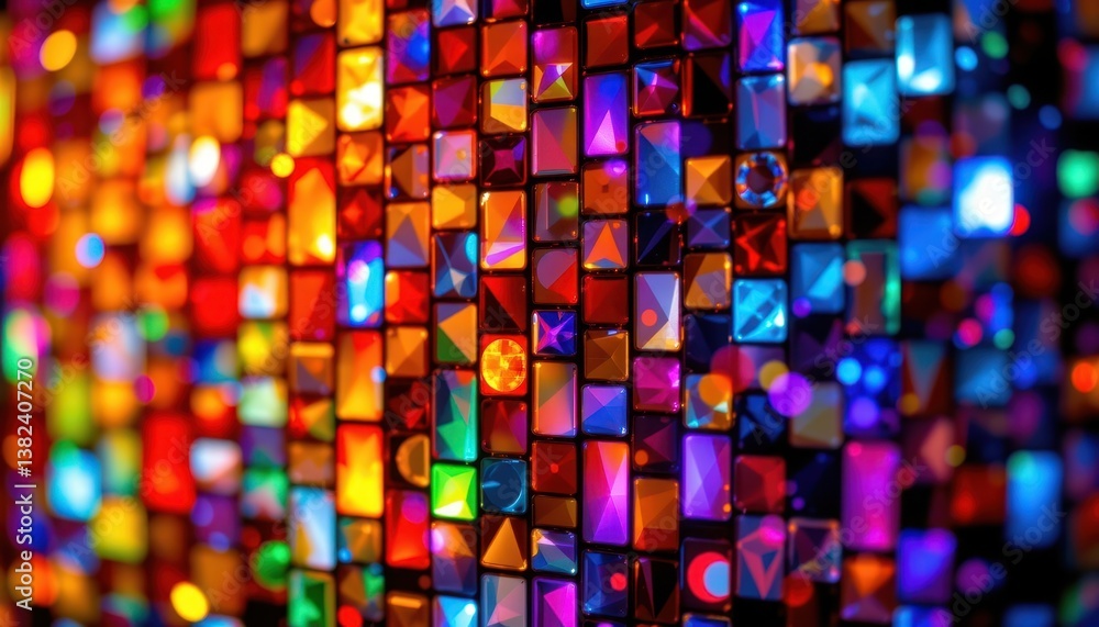 Poster vibrant mosaic of light a patchwork of colorful light reflecting in different shapes, creating a dyn