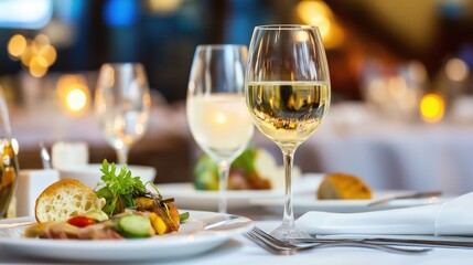 Fototapeta premium Elegant Dining Experience with Fine Wine
