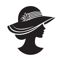 Silhouette Profile of a Woman in a Leaf-Adorned Hat