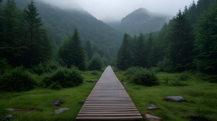 Misty mountain path