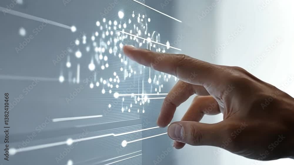 Aufkleber interactive digital interface: a human hand makes contact with an interactive digital interface, sug