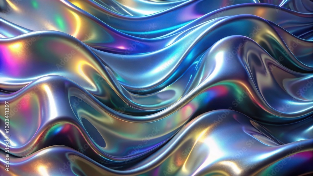 Poster wavy blue abstract liquid design with smooth flowing curves. abstract background with colorful lines
