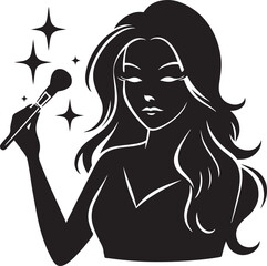 Silhouette icon of a beauty guru. Perfect for makeup artists, beauty influencers, cosmetics, skincare, fashion, vlogging, social media, and personal branding.