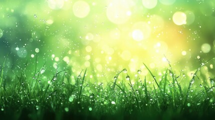 Obraz premium Dewkissed grass in morning sunlight.