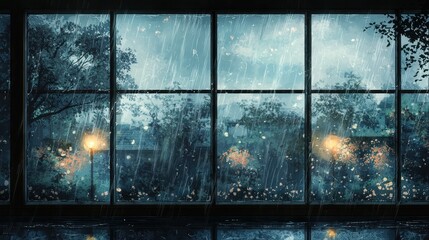 Soft Rain Patterns on a Window Pane