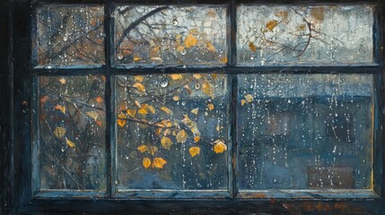 Raindrops on Window Pane During Quiet Afternoon