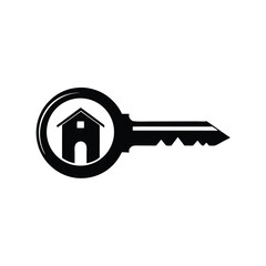 home and key logo icon on white background 