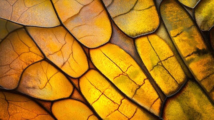 Macro View of Vibrant Xanthopterin Display in Delicate Butterfly Wing Structures