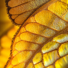 Macro View of Vibrant Xanthopterin Display in Delicate Butterfly Wing Structures