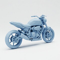Low Poly Motorcycle Toy, Close-Up Studio Shot with Soft Shadows on a White Background