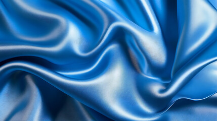 Obraz premium Blue Silk Fabric with Elegant Drapes and Texture Background.