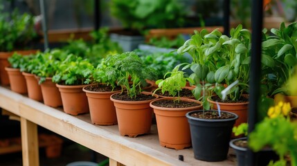 Lush Green Plants in a Garden Center