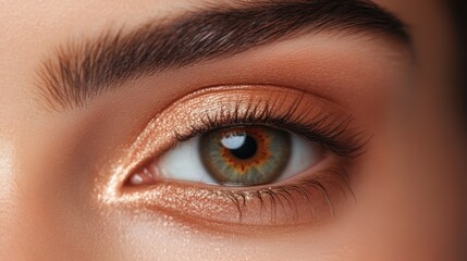 Obraz premium close-up of a womans eye with bronze makeup