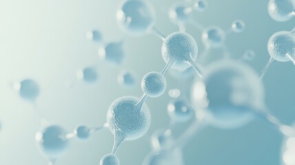 Abstract representation of molecules with light blue background and connecting structures