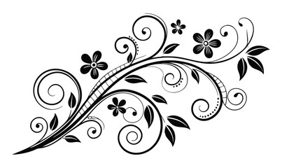 Elegant Black & White Floral Ornaments in Baroque Style