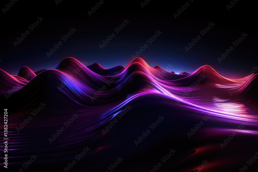 Aufkleber neon waves illuminate the darkness, creating a mesmerizing visual experience of vibrant colors undul