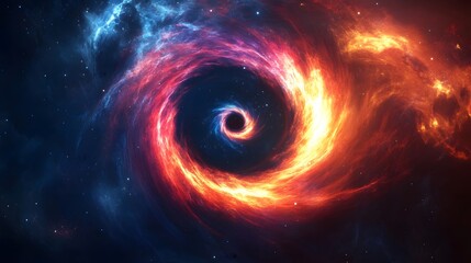Obraz premium Cosmic Vortex Fiery Black Hole in Deep Space