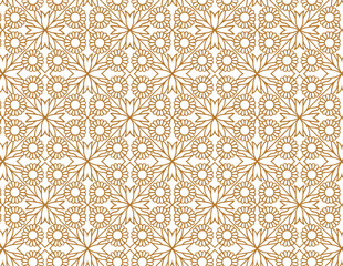 Seamless pattern featuring white and gold flowers on a soft background, creating an elegant and harmonious design
