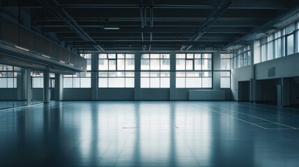empty modern industrial warehouse space