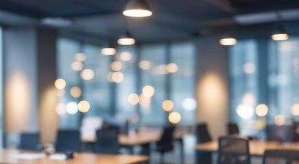 Blurred Office Interior with Creative Light Bokeh Background
