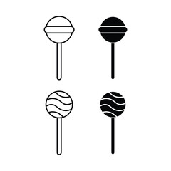 Lollipop Icons Set Vector Design Concept Outline and  Silhouette