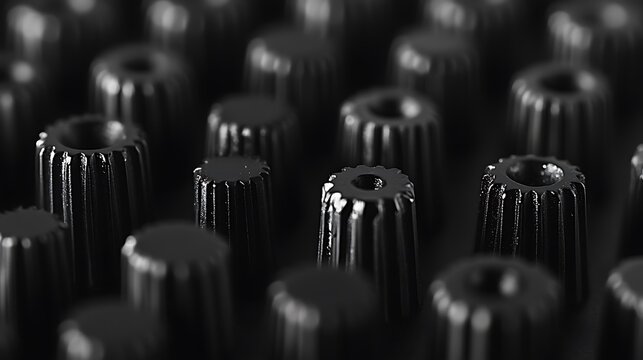Close-up black control knobs on a panel